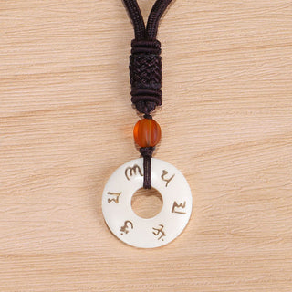 Buddha Gift Ivory Fruit Om Mani Padme Hum Engraved Protection Necklace Pendant