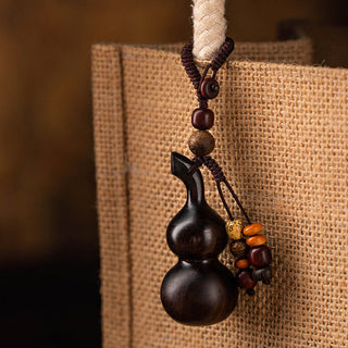 Tibetan Ebony Small Leaf Red Sandalwood Gourd Luck Protection Key Chain
