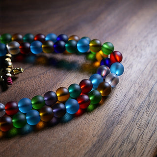 Buddha Gift Tibetan 108 Mala Beads Multicolored Liuli Glass Bead Chinese Zodiac Nine Palaces Eight Diagrams Charm Bracelet