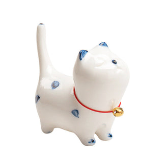 Buddha Gift Mini Lucky White Cat Kitten Tea Pet Ceramic Home Desk Figurine Decoration