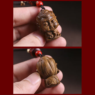 Buddha Gift Chinese Zodiac Natal Buddha Green Sandalwood Om Mani Padme Hum Peace Key Chain