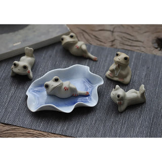 Buddha Gift Meditating Ceramic Small Frog Statue Decoration