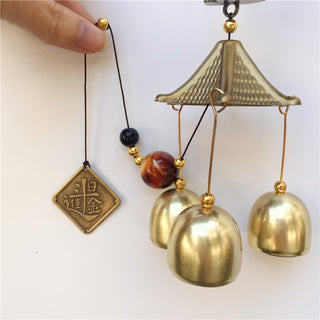 Buddha Gift Auspicious Wealth Cat Wall Hanging Chime Bell Copper Luck Handmade Home Decoration