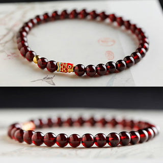 Buddha Gift 999 Gold Koi Fish Natural Garnet Protection Bracelet