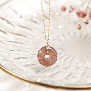 Buddha Gift 925 Sterling Silver Strawberry Quartz Healing Positive Necklace