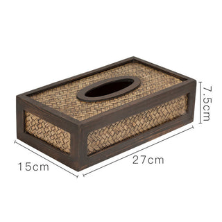 Buddha Gift Handmade Bamboo Woven Wood Tissue Box Wooden Tissue Holder Wipes Boxes Decoration