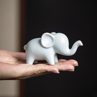 Buddha Gift Small Ceramic Elephant Home Tea Pet Figurine Desk Decoration