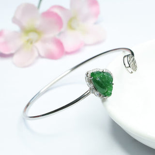 Buddha Gift 925 Sterling Silver Laughing Buddha Jade Luck Bracelet Bangle