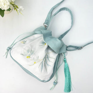 Buddha Gift Suzhou Embroidery Camellia Magnolia Peony Lotus Silk Tote Crossbody Bag Shoulder Bag Handbag