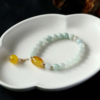 Buddha Gift Natural White Jade Agate Protection Bracelet
