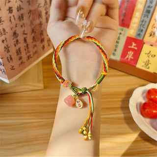 Buddha Gift Persimmon Red Agate Strength Reincarnation Knot Braid String Bracelet