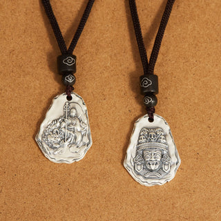 Buddha Gift 999 Sterling Silver Ksitigarbha Buddha Zakiram Goddess Necklace Pendant