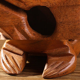 Buddha Gift Handcrafted FengShui Wealth Luck Frog Mini Wooden Croaking Frog Guiro Decoration