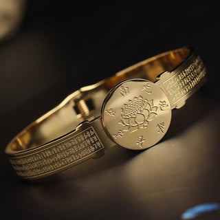 Buddha Gift Yin Yang Lotus Om Mani Padme Hum Mantra Titanium Steel Harmony Bracelet Bangle