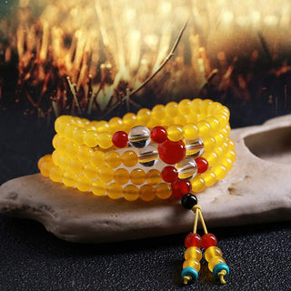Buddha Gift 108 Mala Beads Yellow Chalcedony Harmony Bracelet