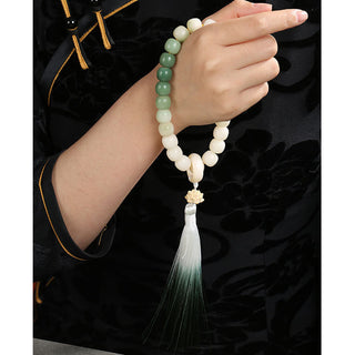 Buddha Gift Natural Gradient Bodhi Seed Fortune Money Bag Lotus Wisdom Tassel Wrist Mala