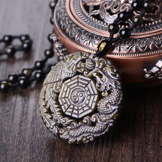 Buddha Gift Golden Obsidian Healing Energy Necklace Pendant