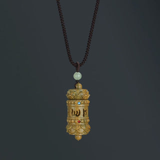 Buddha Gift Tibet Green Sandalwood Rosewood Om Mani Padme Hum Lotus Positive Soothing Necklace Pendant