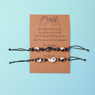 Buddha Gift 2pcs Yin Yang Hematite Couple Bracelet