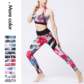 Buddha Gift 2Pcs Sunflower Flowers Leaves Print Top Pants Sports Fitness Yoga Women's Yoga Sets
