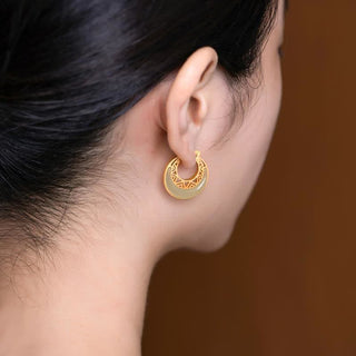 Buddha Gift Crescent Moon Jade Prosperity Drop Earrings