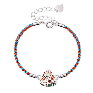 Buddha Gift 925 Sterling Silver Zongzi Pattern Luck Multicolored Handcrafted Bracelet