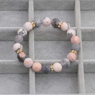 Buddha Gift Anxiety Stress Healing Crystal Zebra Jasper Bead Bracelet