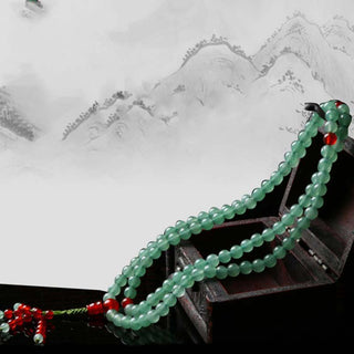 Buddha Gift 108 Beads Green Aventurine Red Agate Luck Mala Bracelet