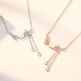 Buddha Gift 925 Sterling Silver Flower Butterfly Love Necklace Pendant Earrings Set
