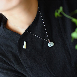 Buddha Gift White Jade Elephant Lotus Protection Necklace Pendant