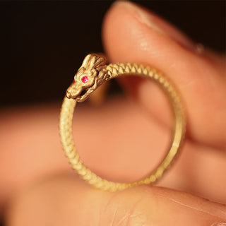 Buddha Gift 925 Sterling Silver Vintage Year of the Dragon Luck Protection Strength Adjustable Ring