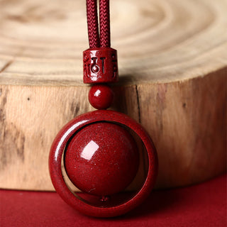 Buddha Gift Cinnabar Om Mani Padme Hum PiXiu Blessing Lucky Bead Necklace Pendant