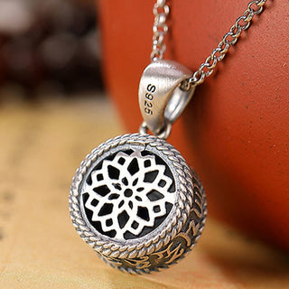 Buddha Gift 925 Sterling Silver Om Mani Padme Hum Lazurite Love Peace Necklace Pendant