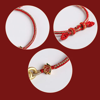 Buddha Gift 925 Sterling Silver Double Peace Buckle Lotus Auspicious Bracelet