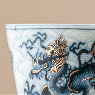 Buddha Gift Small Blue And White Dragon Pattern Ceramic Teacup Kung Fu Tea Cups 45ml