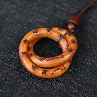 Buddha Gift Lightning Struck Jujube Wood Taoist Yin Yang Ring Qiankun Circle Leizu Taboo Luck Necklace Pendant