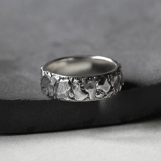 Buddha Gift Rock Pattern Luck Blessing Copper Ring