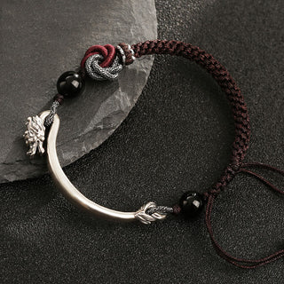 Buddha Gift 925 Sterling Silver Auspicious Dragon Success Handcrafted Braided Bracelet