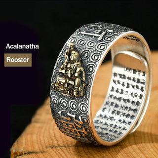 Buddha Gift Chinese Zodiac Natal Buddha Wealth Luck Adjustable Ring