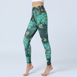 Buddha Gift Leaves Print Pants Sports Fitness Yoga High Waist Leggings Women's Yoga Pants
