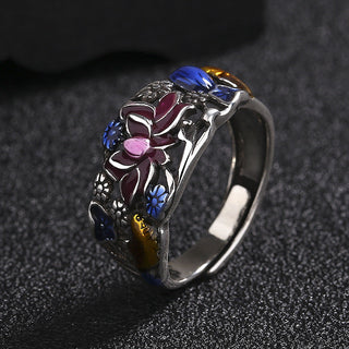Buddha Gift Koi Fish Lotus Flower Leaf Design Luck Wealth Ring