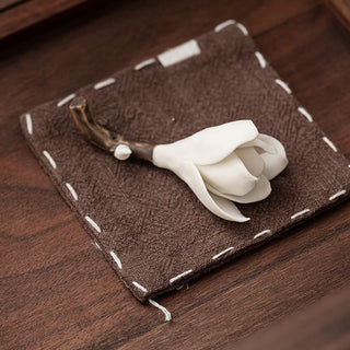 Buddha Gift Gardenia Flower Pattern Ceramic Healing Incense Burner Decoration