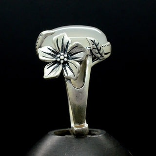 Buddha Gift 990 Sterling Silver Natural Chalcedony Plum Positive Harmony Ring