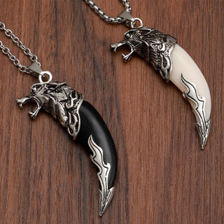 Buddha Gift Imitation Wolf Tooth Titanium Steel Balance Necklace Pendant