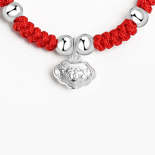 Buddha Gift 925 Sterling Silver Handmade Fu Character Lucky Money Bag Chinese Lock Charm Bell Lotus Copper Coin King Kong Knot Braided Kids Bracelet