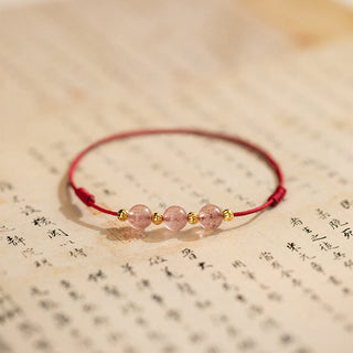Buddha Gift Strawberry Crystal Beads Luck Red String Anklet