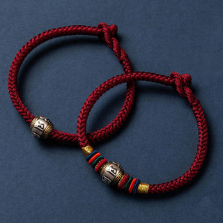 Buddha Gift 925 Sterling Silver Tibet Handmade Om Mani Padme Hum Luck Protection King Kong Knot Braided Bracelet