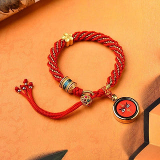 Buddha Gift Tibet Handmade Five God Of Wealth Luck Thangka Amulet Prayer Wheel Flower Charm Weave String Bracelet
