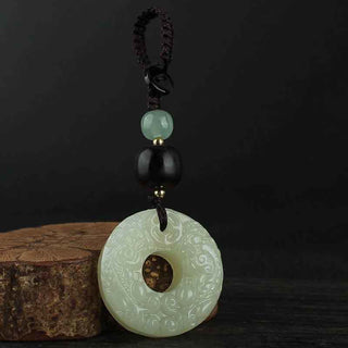 Buddha Gift PiXiu Jade Peace Buckle Abundance Wealth Key Chain