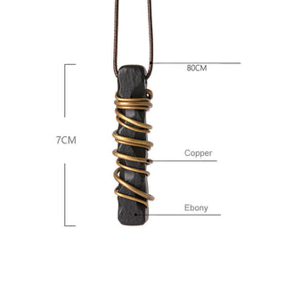 Buddha Gift Tibet Ebony Wood Copper Balance Peace Necklace Pendant